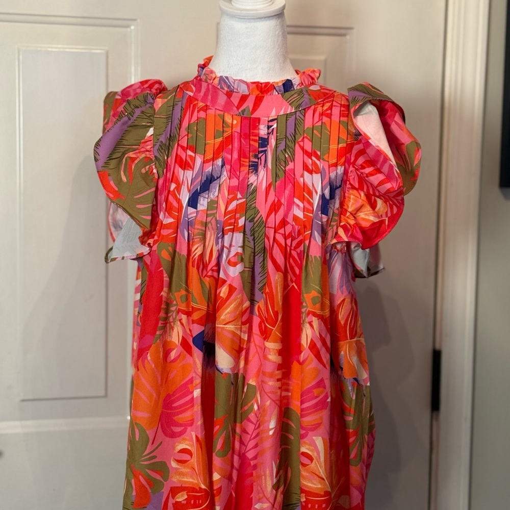 Floral Ruffle Sleeve Blouse - Multicolor
